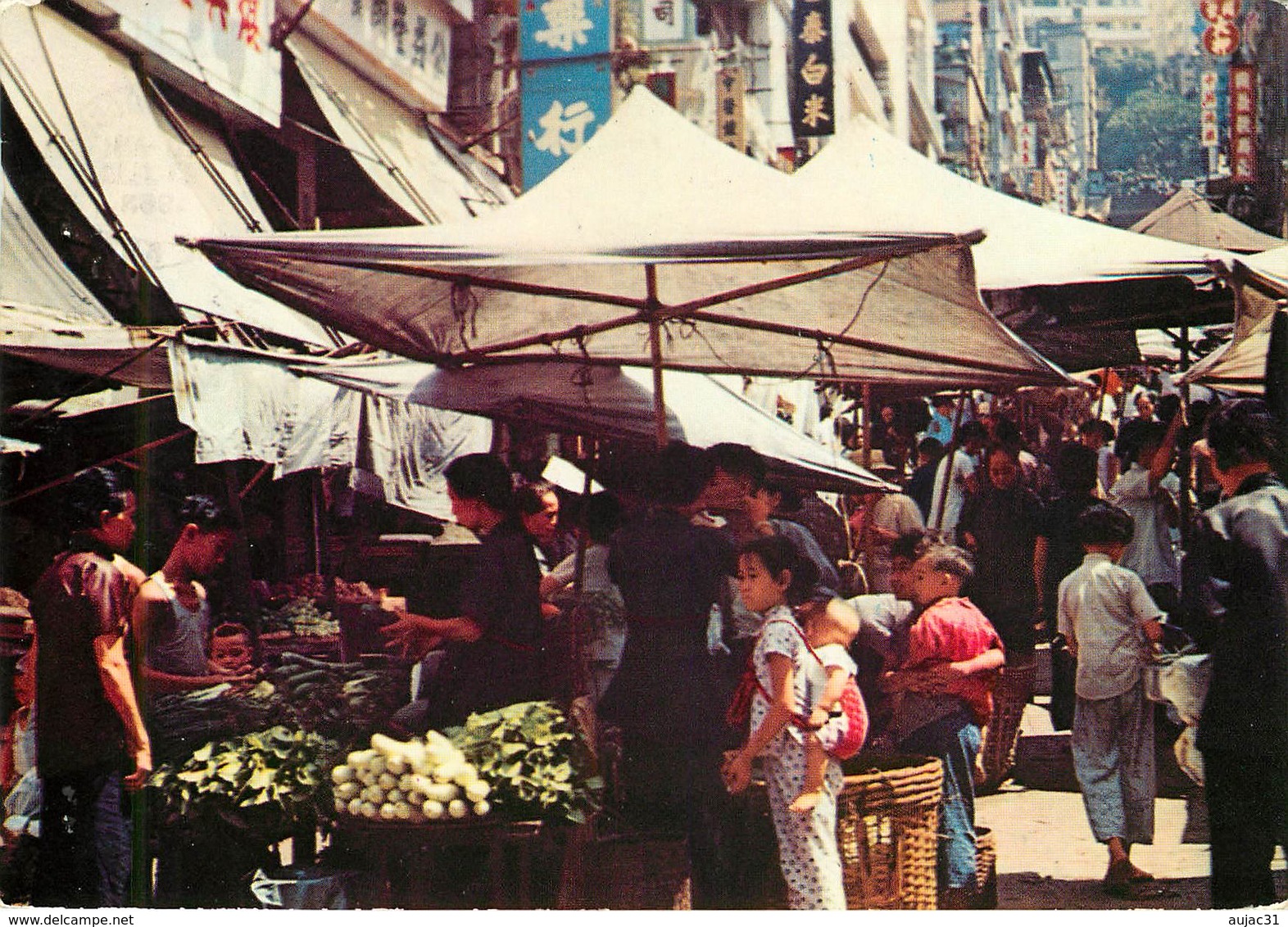 China - Chine - Hong Kong - An Open Air Market In The Wester District - Semi Moderne Grand Format - 2 Scans - état - Chine (Hong Kong)