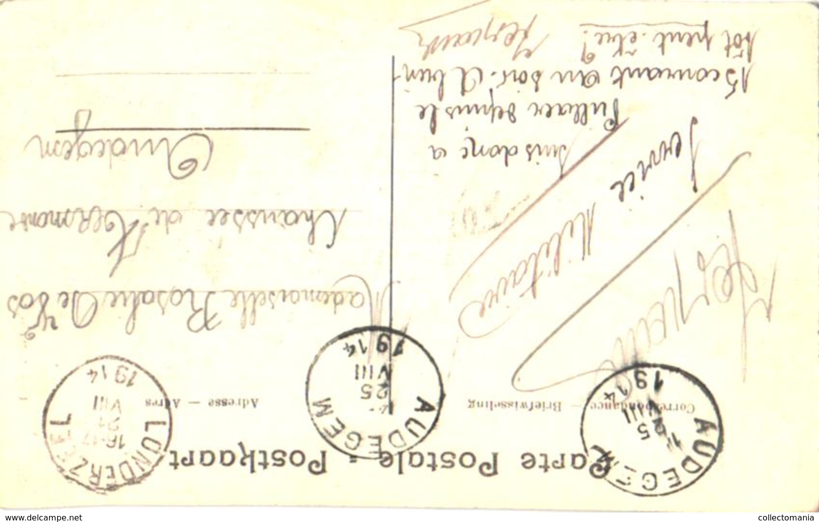 Linth = Lint1 Oude Postkaart , Verdeelde Rug C1914 , Statiestraat  Uitg SLUYTS , Service Militaire Londerzeel Audegem - Lint