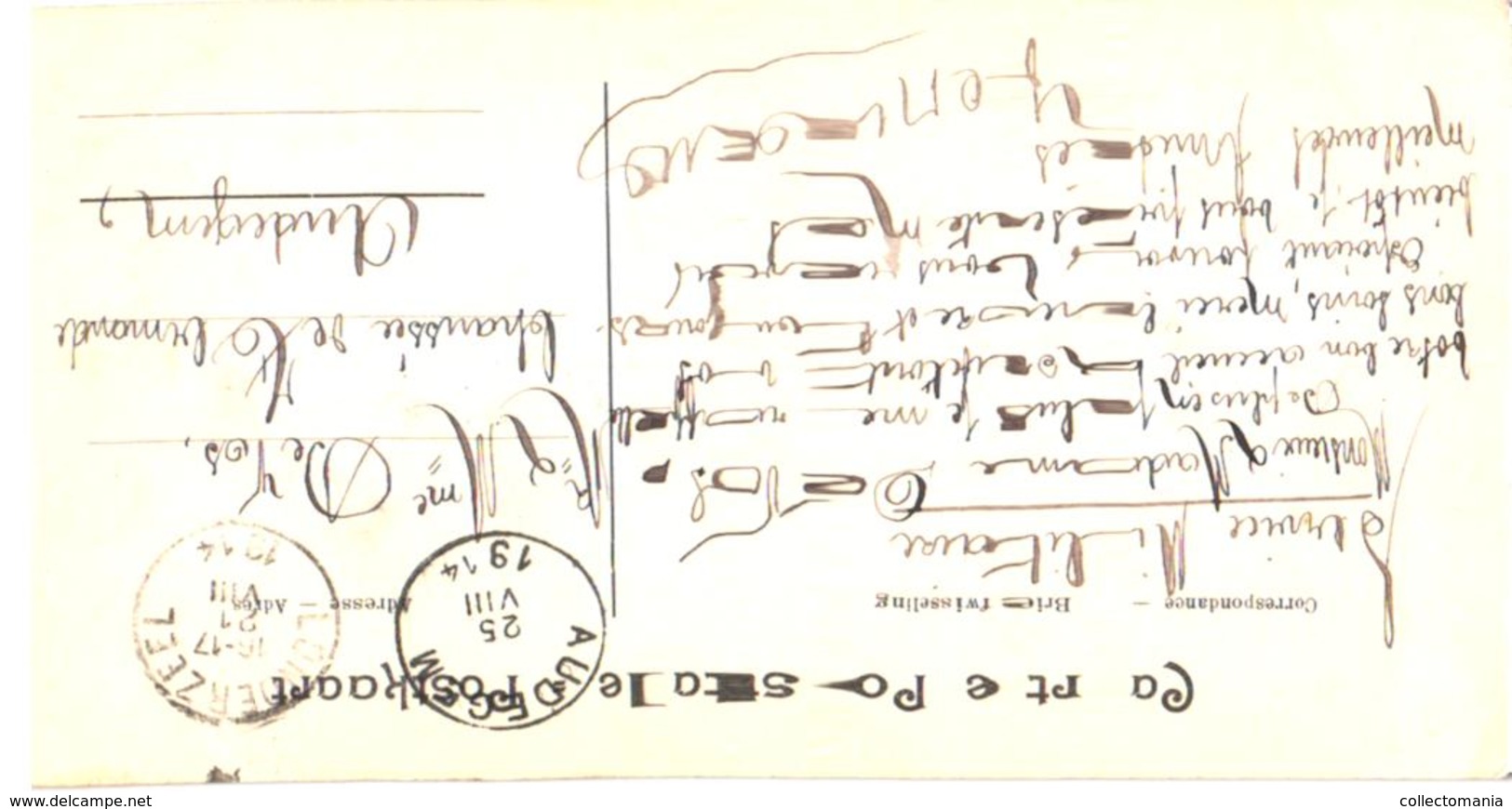 Linth = Lint1 Oude Postkaart , Verdeelde Rug 25/8/1914 ,  Gods Gasthuis Uitgever SLUYTS Service Militaire Londerzeel - Lint