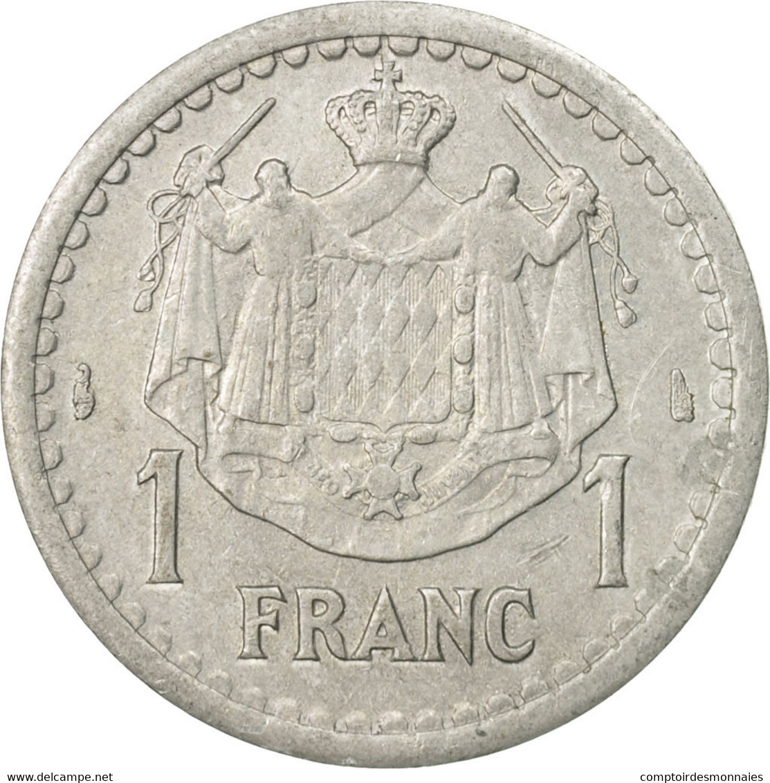 Monnaie, Monaco, Louis II, Franc, 1943, Poissy, TTB, Aluminium, Gadoury:131 - 1922-1949 Louis II