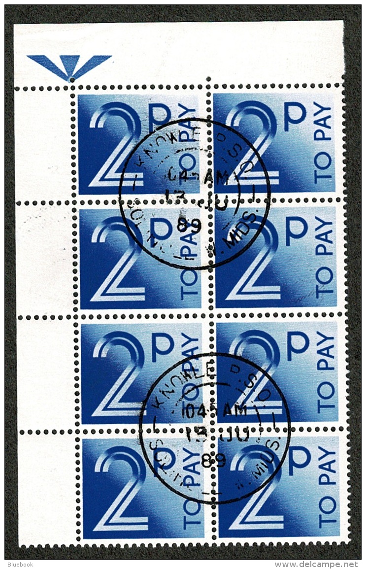 RB 1213 - Super Corner Block Of 8 X 2p GB Postage Stamps - Fine Used - Taxe