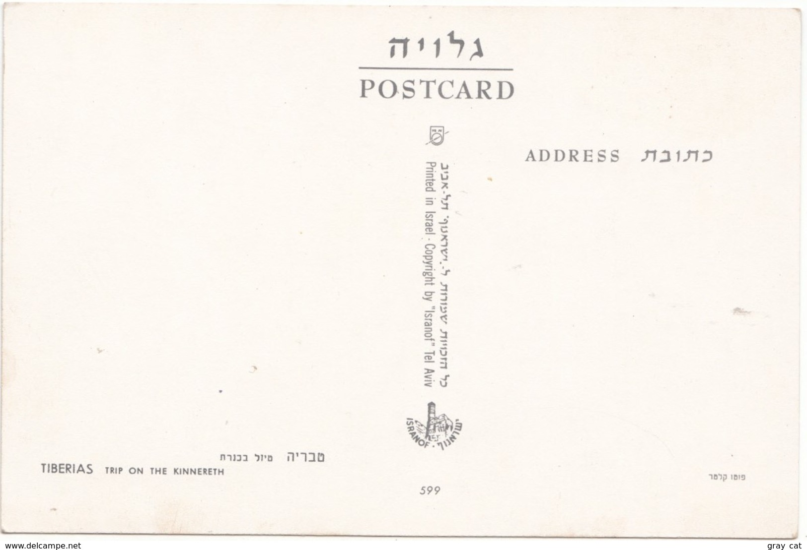 TIBERIAS, Trip On The KINNERETH, Lake Of Galilee, Israel, 1950s-60s, Unused Postcard [21643] - Israel