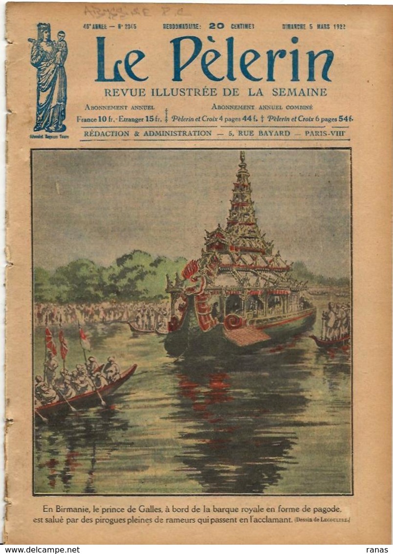 Abyssinie Birmanie Revue Le Pélerin N° 2345 De 1922 - Other & Unclassified