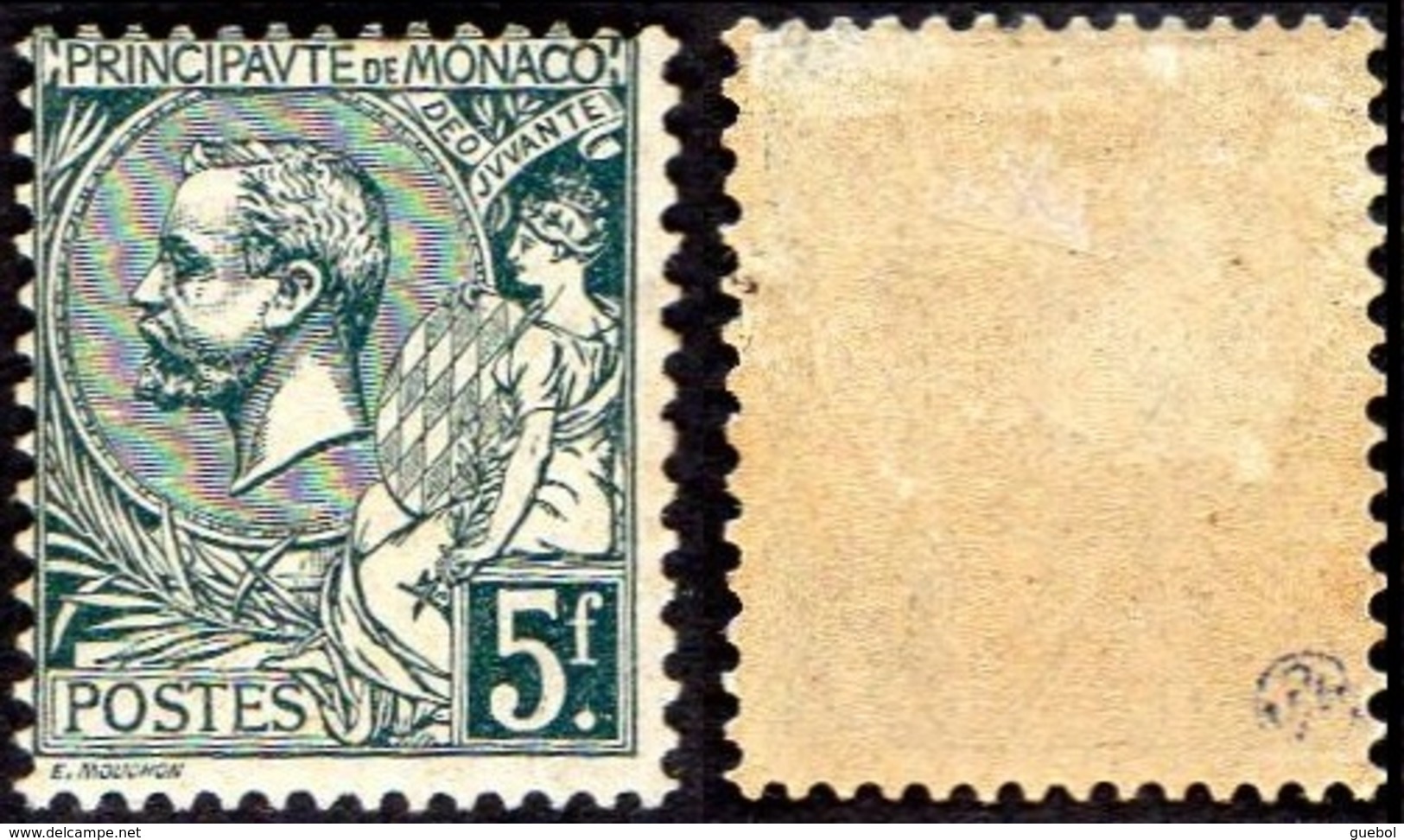 Monaco - N°   47 * (Deuxième Choix) Prince Albert Premier - Le 5 F Vert-gris - Unused Stamps