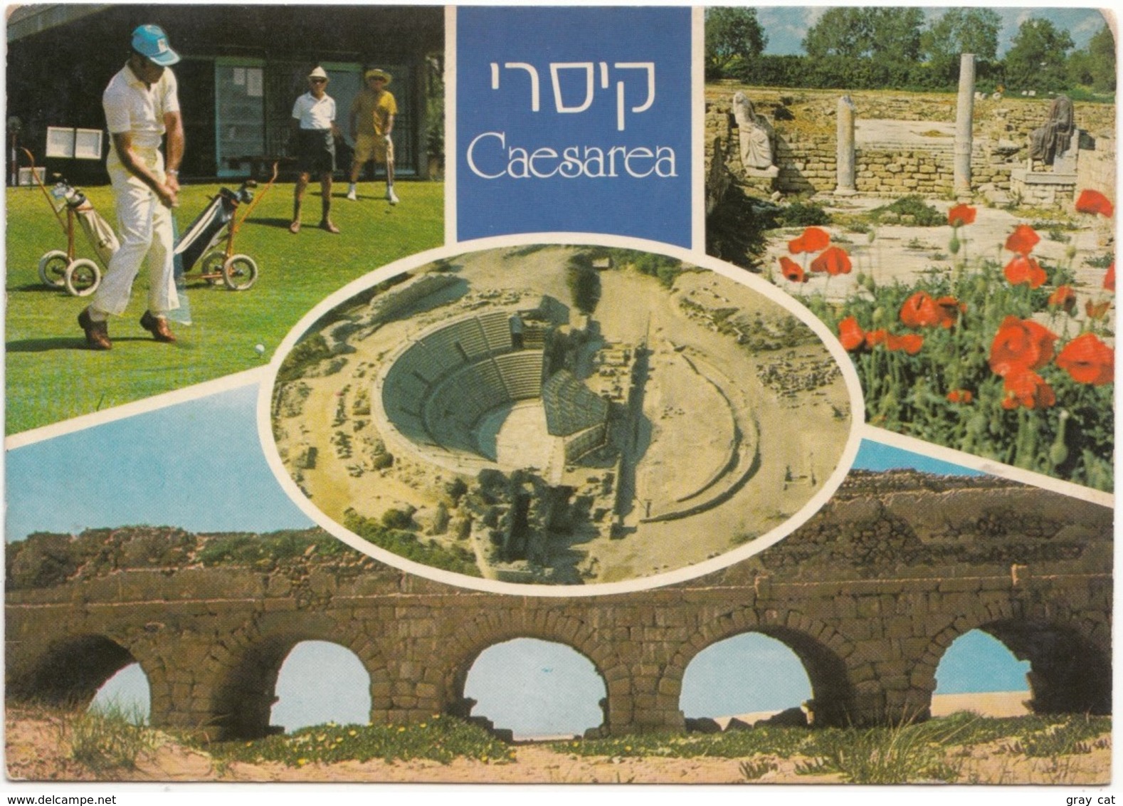 Israel, Caesarea, Multi View, Golf Course,1970s Unused Postcard [21650] - Israel