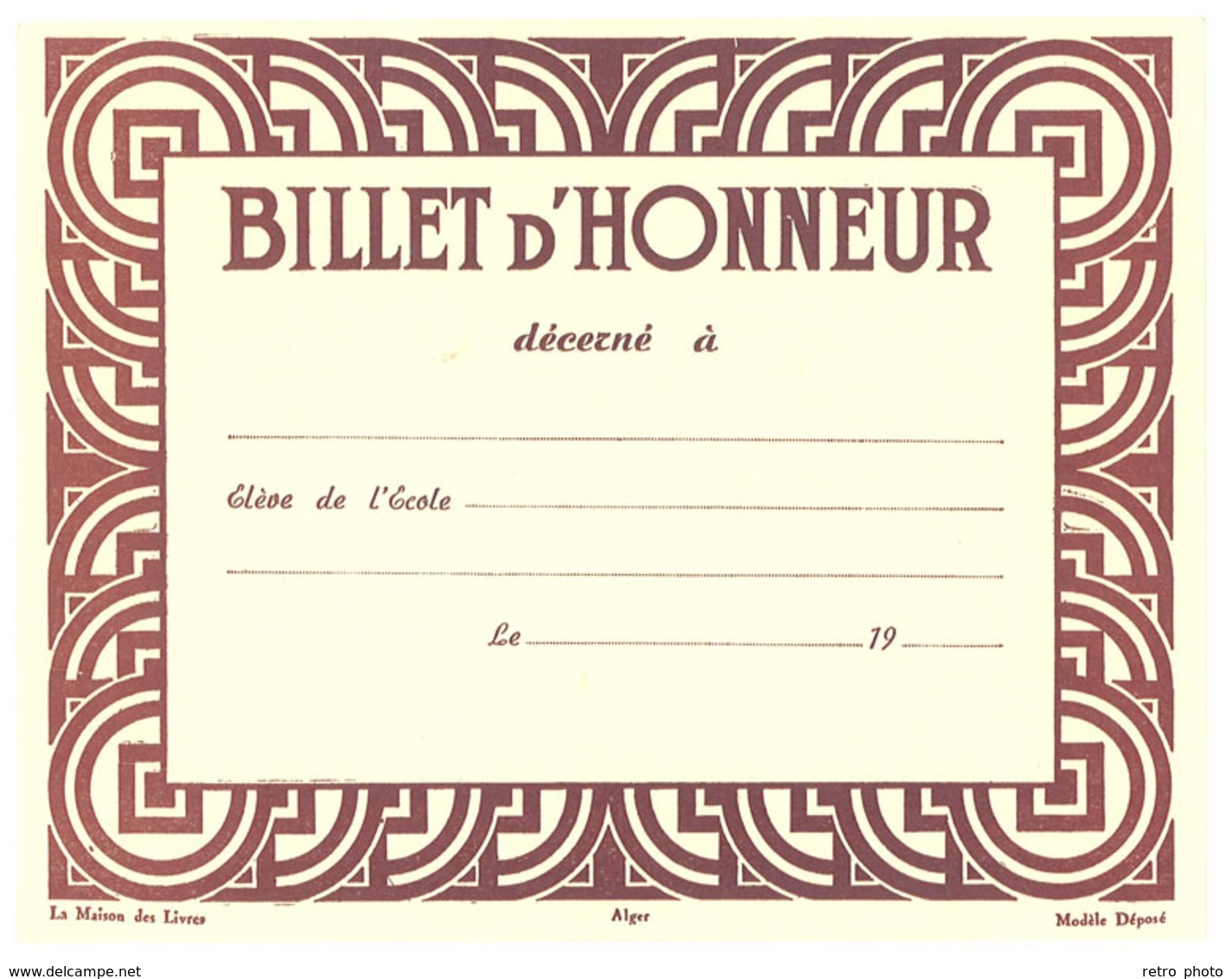 Billet D'Honneur, élève De L'école ... - Diploma & School Reports