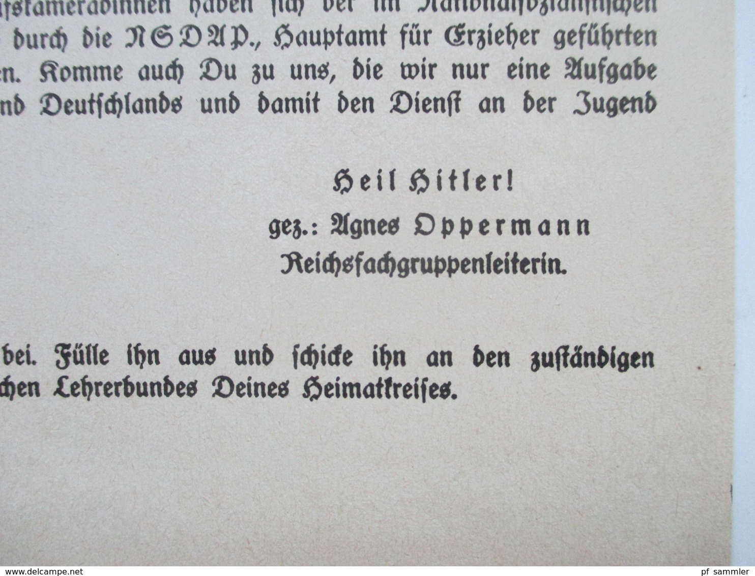 Nationalsozialistischer Lehrerbund Werbeschreiben / Werde Mitglied und Aufnahme Erklärung. Deutsch schreiben!