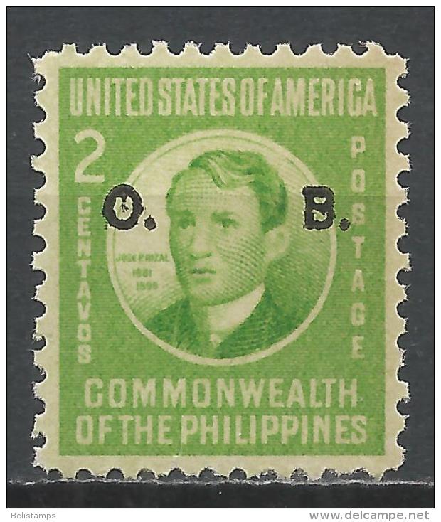 Philippines 1941. Scott #O37 (MNH) José Rizal, Overprinted - Philippines