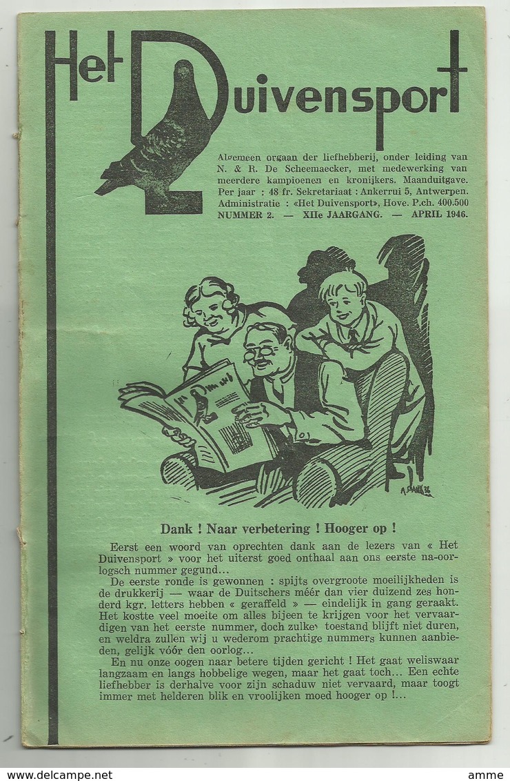 Hove - Het Duivensport   *   4 Maanduitgaves , April, Mei, Juni, Juli 1946 ( Duivensport - Duiven - Duif - Pigeon) - Hove