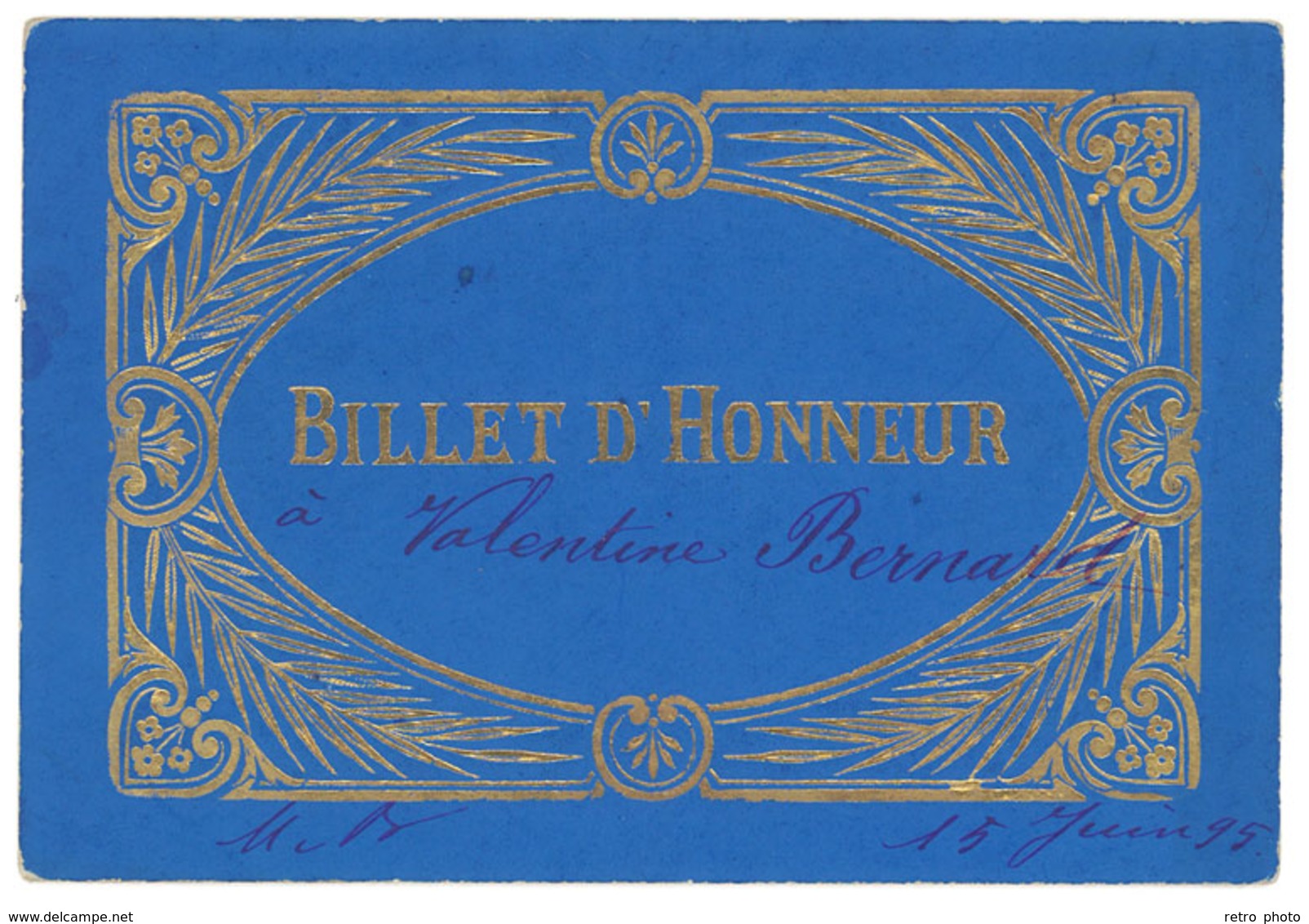Billet D'Honneur, école, élève, 1895 - Diplômes & Bulletins Scolaires
