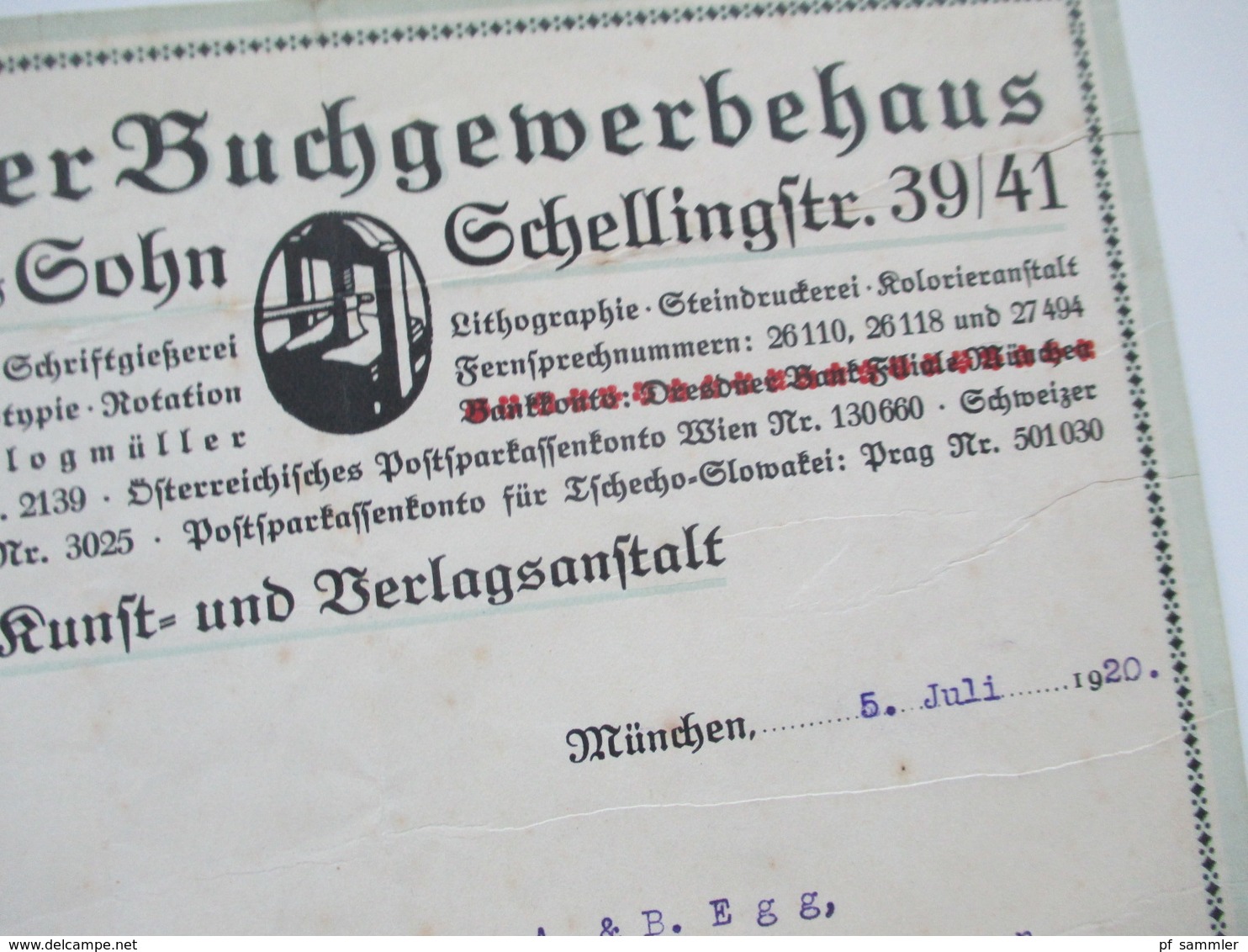 Dokument 1917 / 18 Und 1921 Münchner Buchgewerbehaus M. Müller & Sohn Auflistung über Heizungsmehrkosten - Documents Historiques