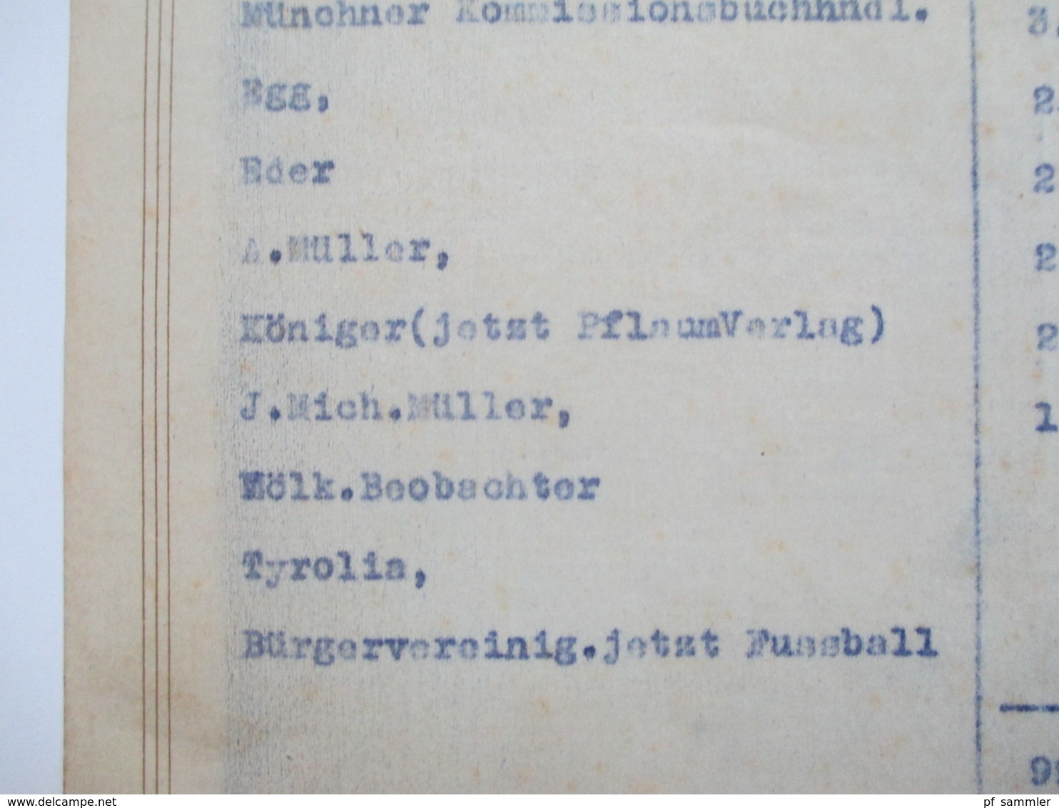 Dokument 1917 / 18 und 1921 Münchner Buchgewerbehaus M. Müller & Sohn Auflistung über Heizungsmehrkosten