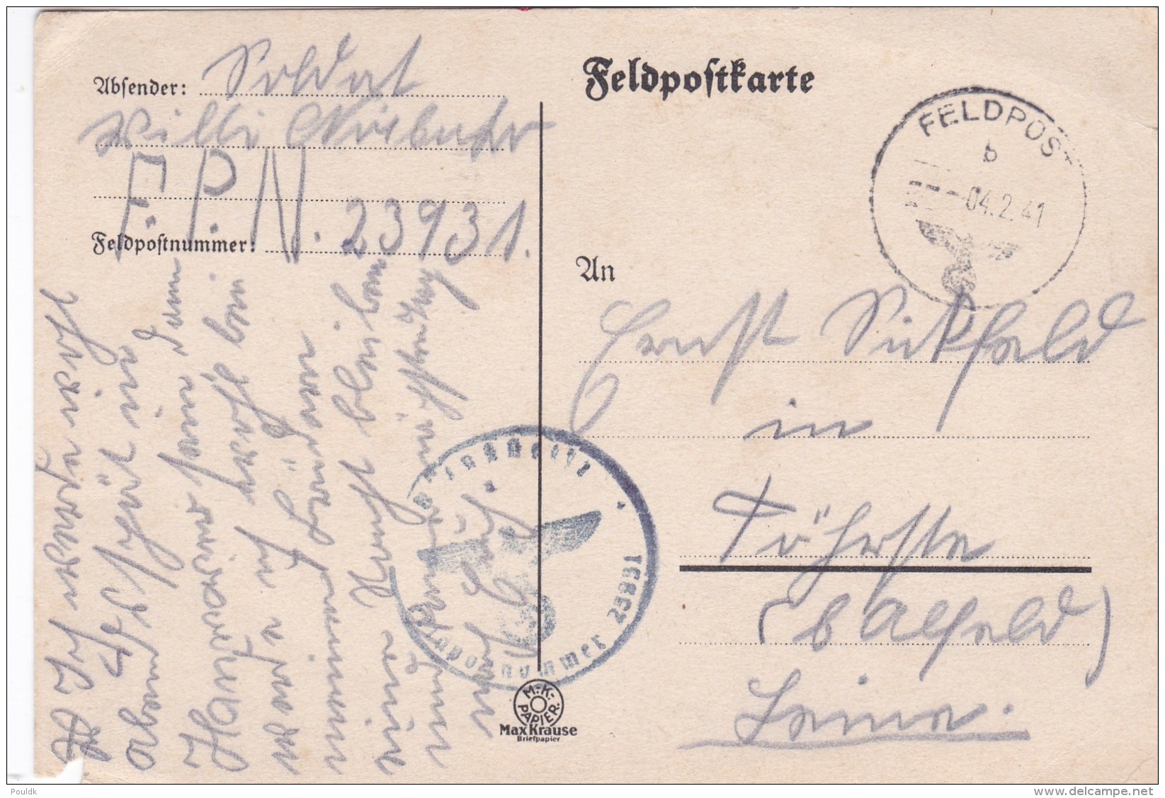 German Feldpost WW2: Plain Postcard From Wimereux Granville  In France - 4. (Gesteinsbohr) Kompanie Festungs-Bau-Bataill - Militaria