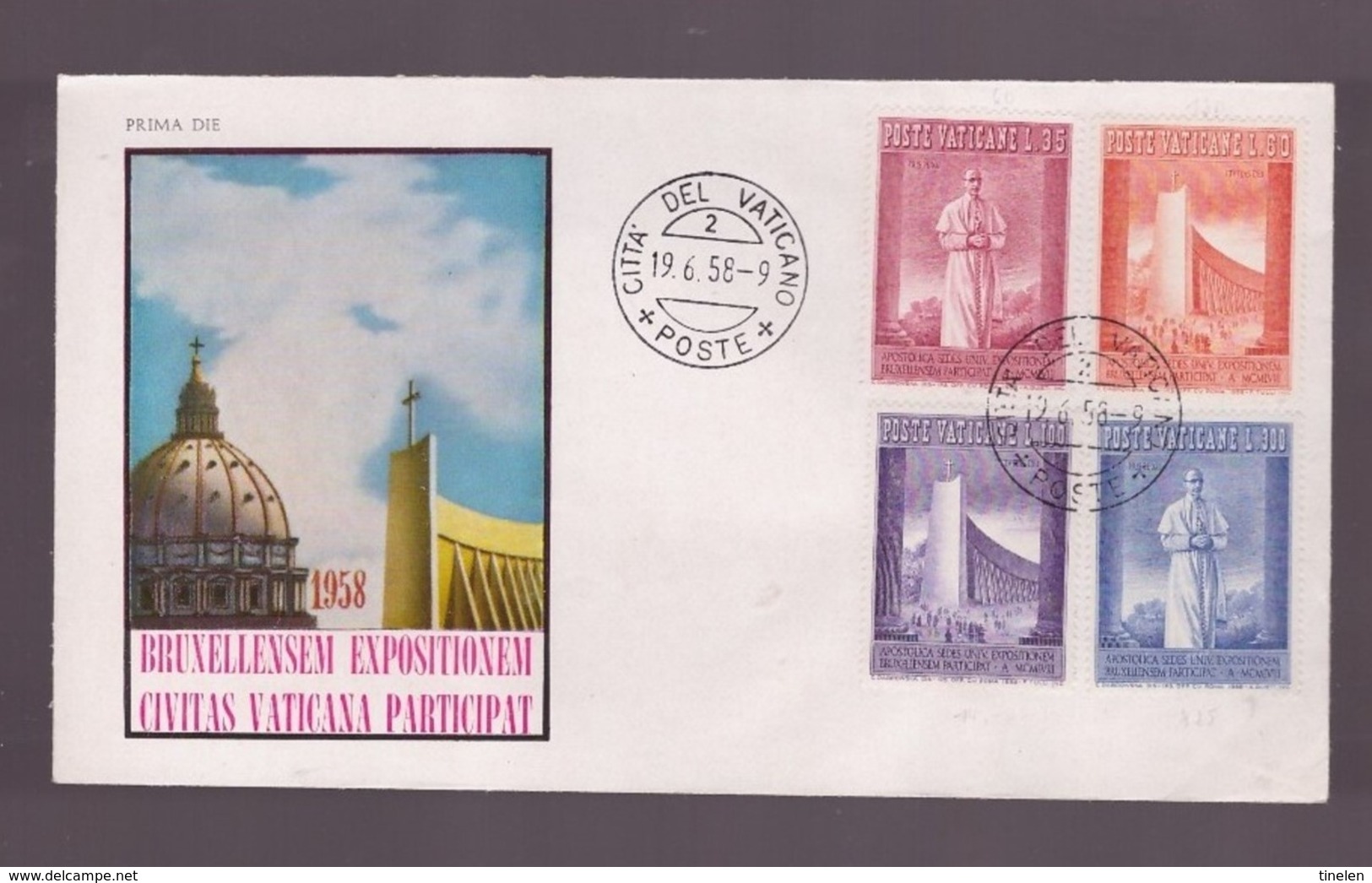 CITTA' DEL VATICANO - 19 6 1958  1958 FDC EXPO BRUXELLES - 1958 – Bruxelles (Belgio)