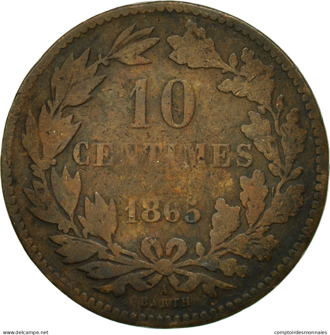 Monnaie, Luxembourg, William III, 10 Centimes, 1865, Paris, TB, Bronze, KM:23.2 - Luxembourg