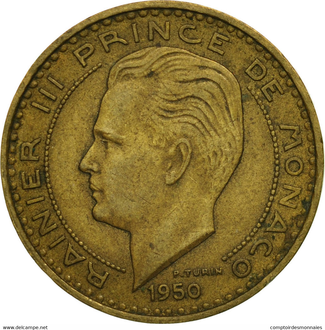 Monnaie, Monaco, Rainier III, 20 Francs, Vingt, 1950, TB+, Aluminum-Bronze - 1949-1956 Old Francs