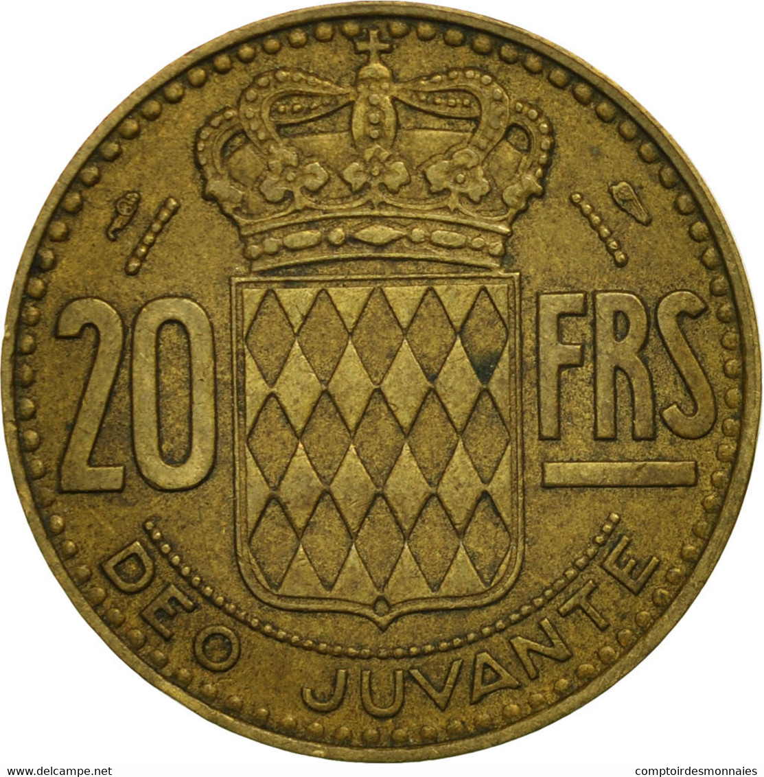 Monnaie, Monaco, Rainier III, 20 Francs, Vingt, 1950, TB+, Aluminum-Bronze - 1949-1956 Old Francs