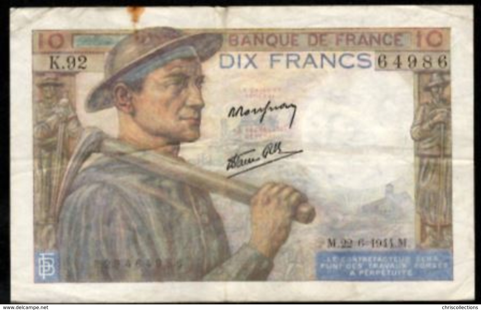 10 FRANCS MINEUR 22.6.1944 F:8/12 - 10 F 1941-1949 ''Mineur''