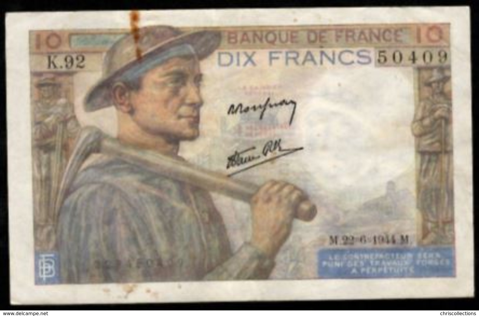 10 FRANCS MINEUR 22.6.1944 F:8/12 - 10 F 1941-1949 ''Mineur''