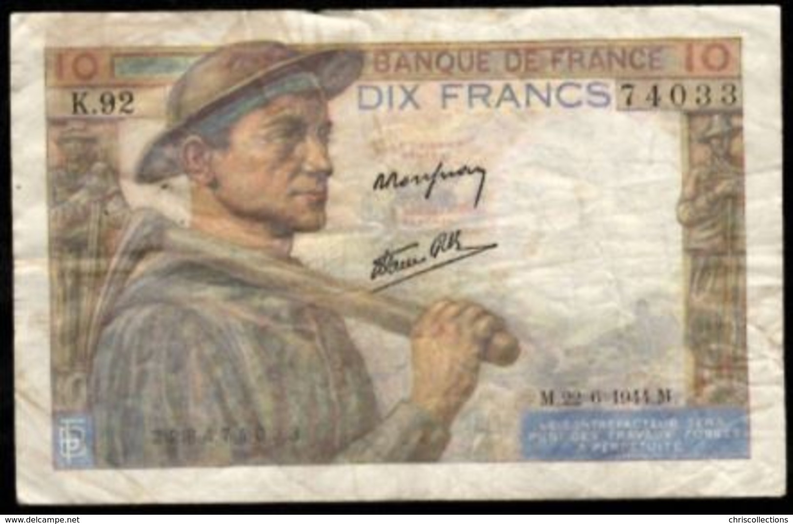 10 FRANCS MINEUR 22.6.1944 F:8/12 - 10 F 1941-1949 ''Mineur''