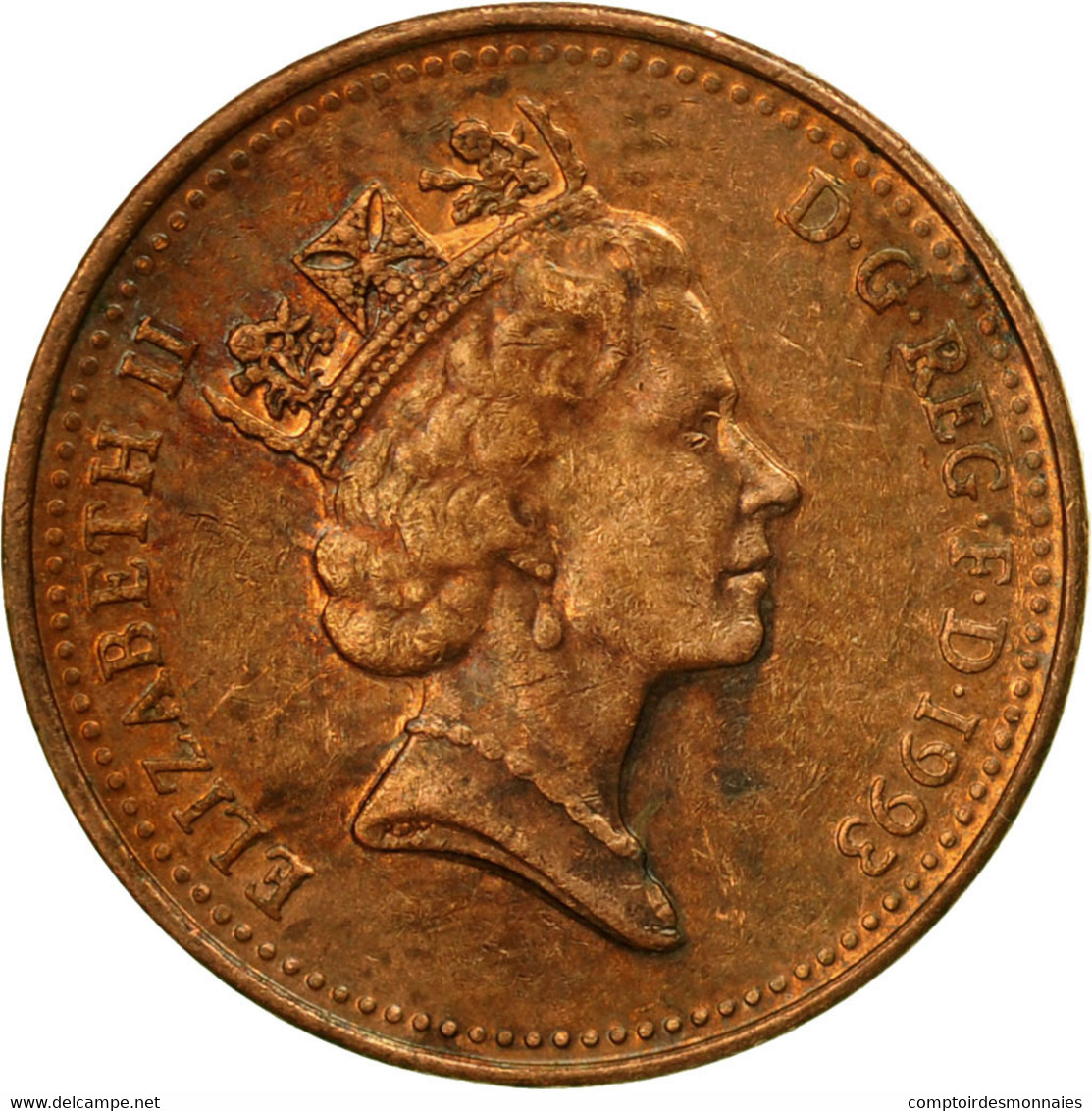 Monnaie, Grande-Bretagne, Elizabeth II, Penny, 1993, TB+, Copper Plated Steel - 1 Penny & 1 New Penny