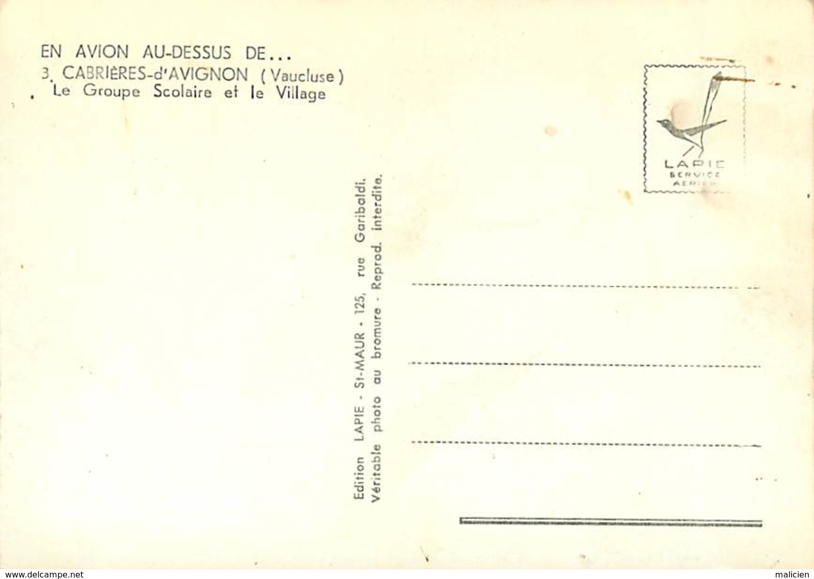 - Dpts Div.-ref-X800- Vaucluse - Cabrieres D Avignon  - Groupe Scolaire Et Village - Edition Lapie N°3 -carte Bon Etat - - Autres & Non Classés