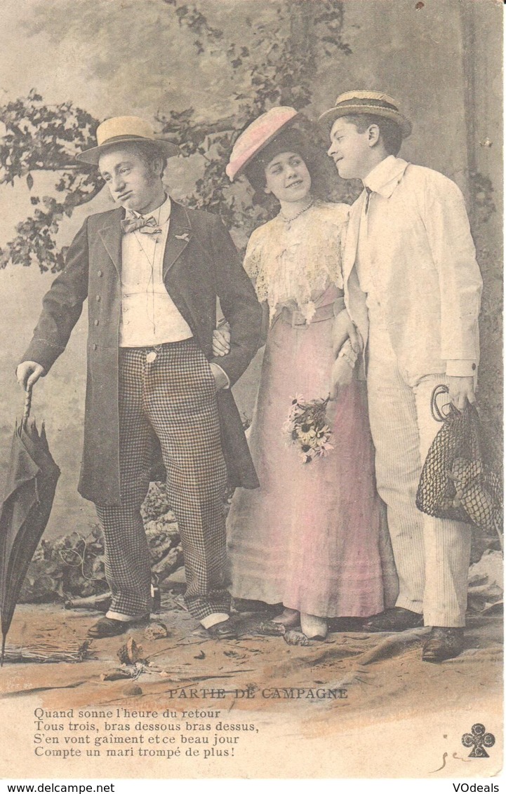 Thèmes - Couple - Partie De Campagne - Deux Hommes Et Une Femme - Couples