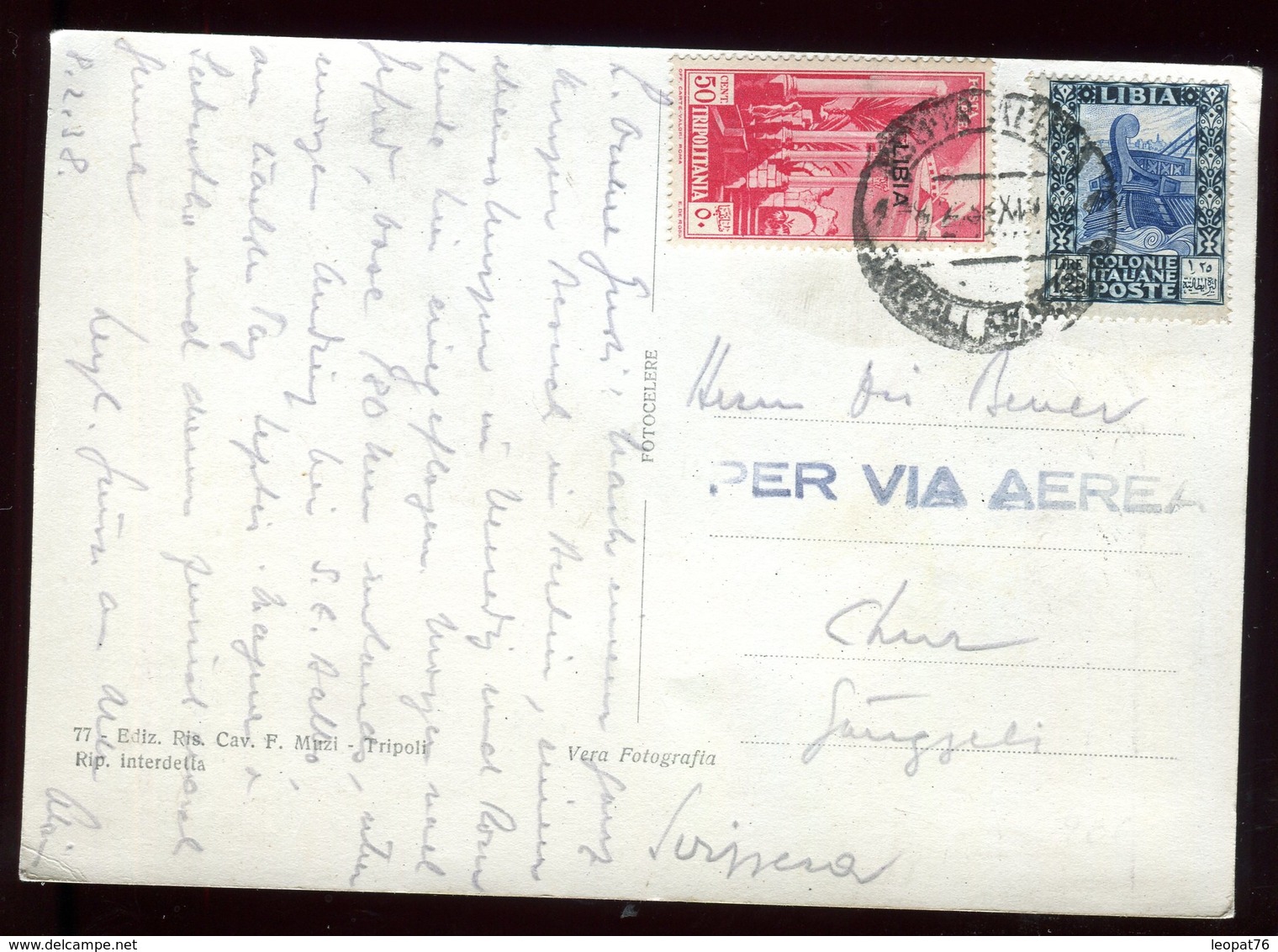 Tripolitaine - Affranchissement De Tripoli Sur Carte Postale Par Avion En 1938 - Tripolitania
