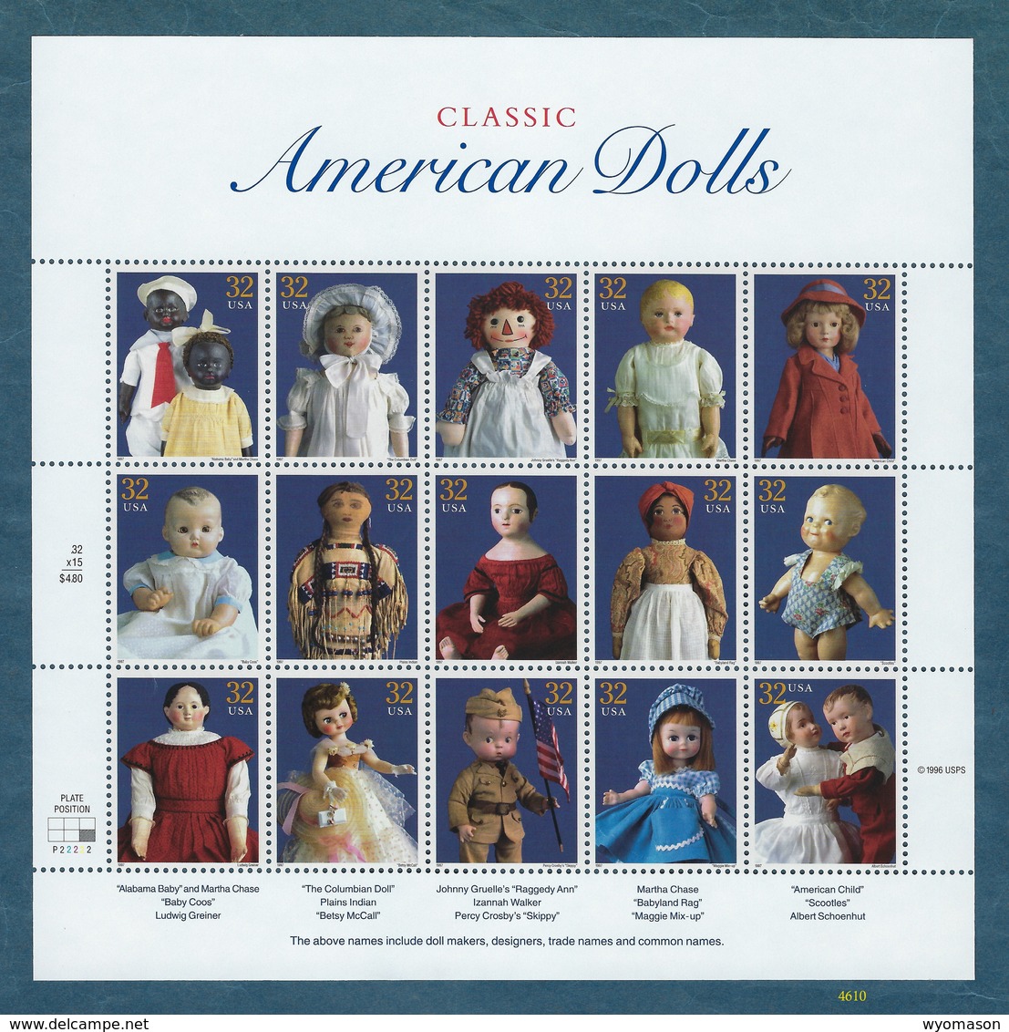 American Dolls - Scott #3151 - U.S. Minature Sheet Of 15 [#4610] - Sheets