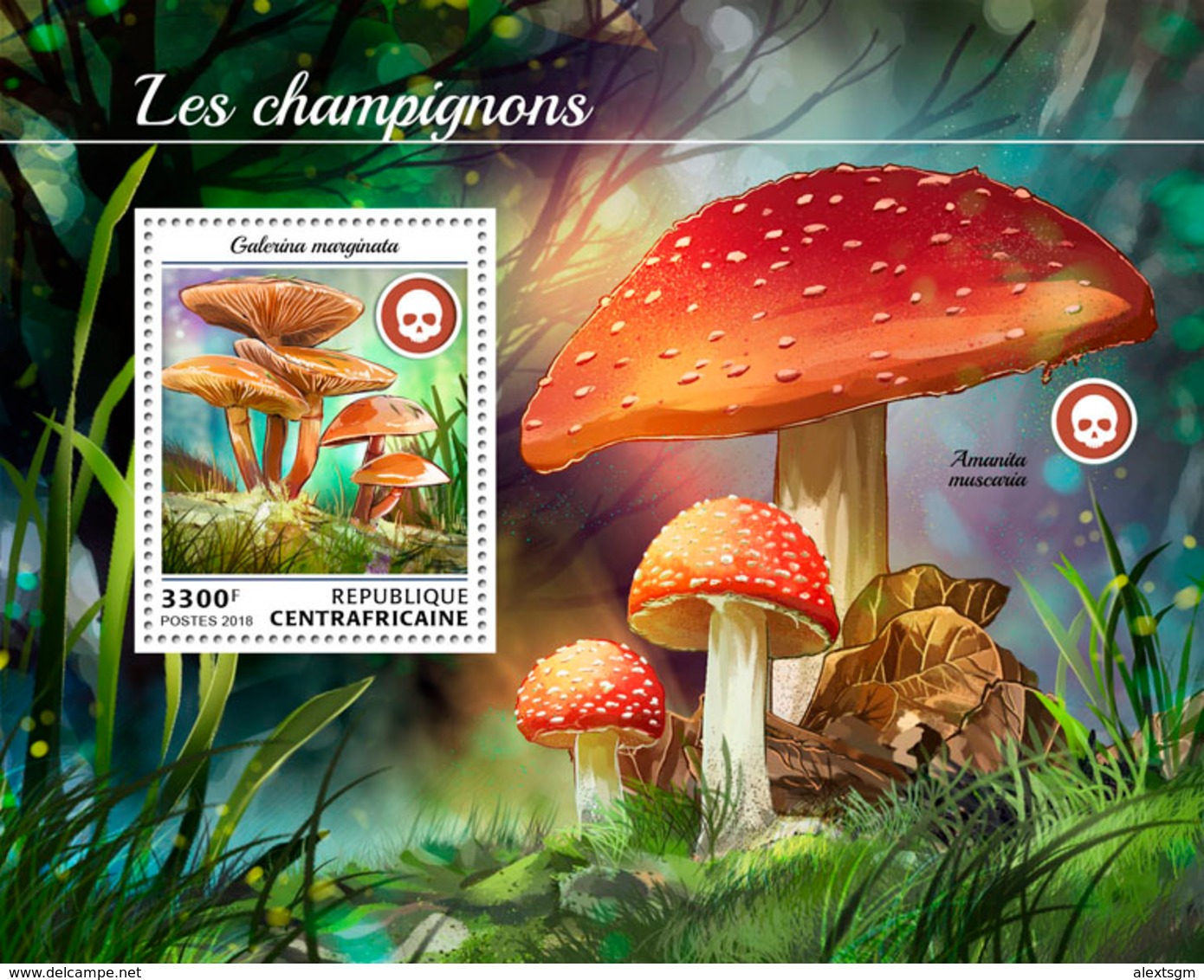 CENTRAL AFRICA 2018 - Mushrooms S/S Official Issue - Funghi