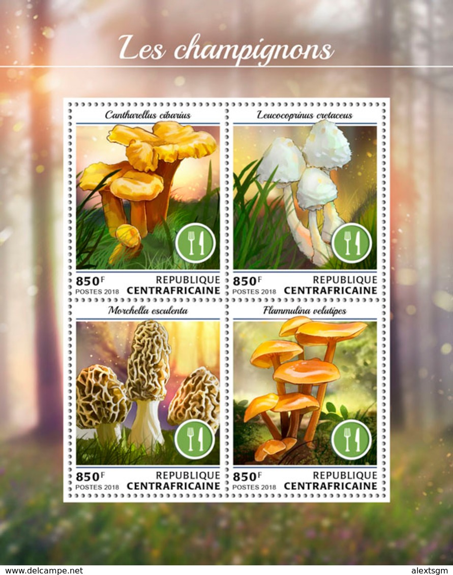 CENTRAL AFRICA 2018 - Mushrooms. Official Issue - Funghi