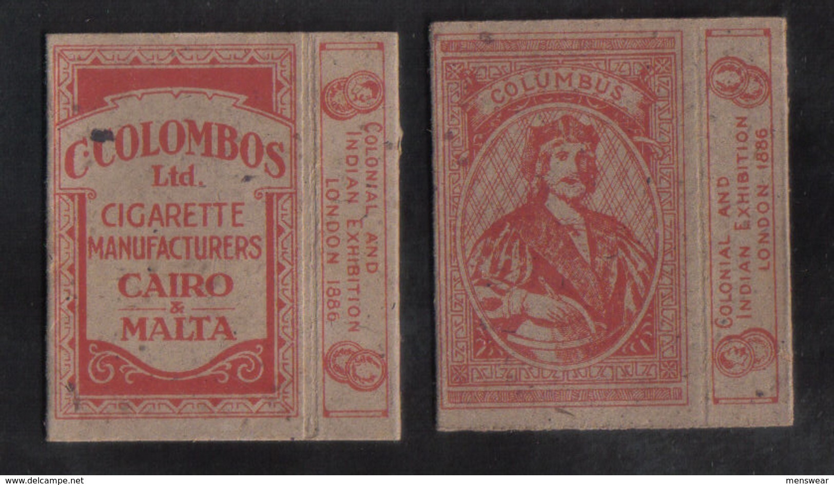 COLOMBOS   LTD.CAIRO MALTA  PACKET OF 10 CIGARETTE - 1910 VERY RARE - - Empty Cigarettes Boxes