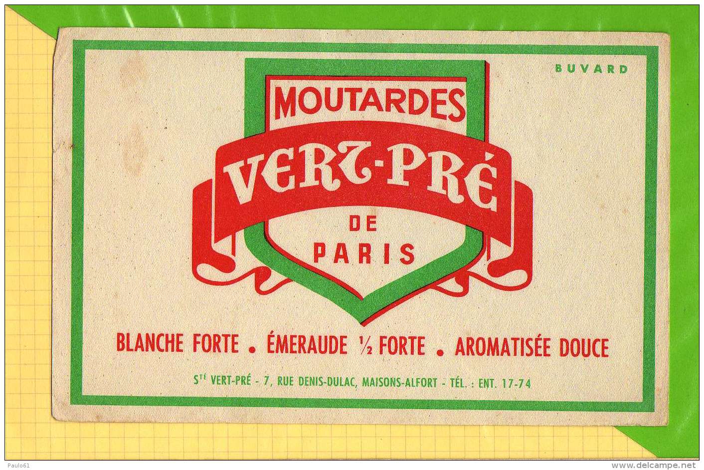 Buvard . Blotting Paper : Moutardes VERZ PRE De Paris - Moutardes