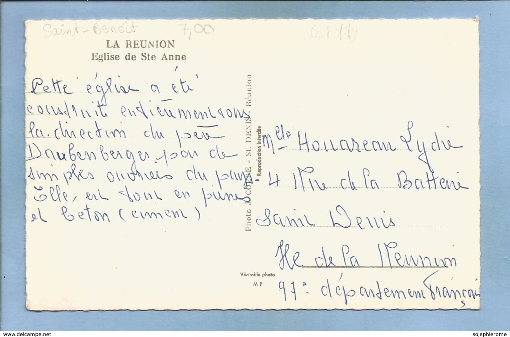 île De La Réunion (Saint-Benoît) église De Sainte-Anne 2 Scans (père Daubenberger ? Au Verso ) Carte Animée - Saint Benoît