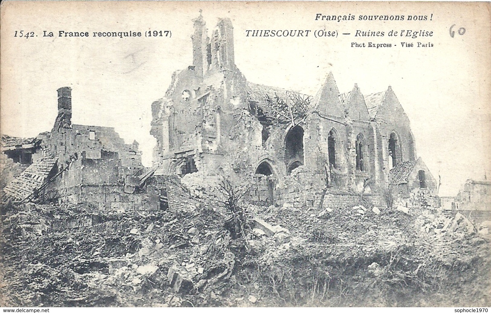 OISE - 60 - THIESCOURT Près De THOUROTTE - 750 Hab - Guerre 14 - Ruines  église - Thourotte