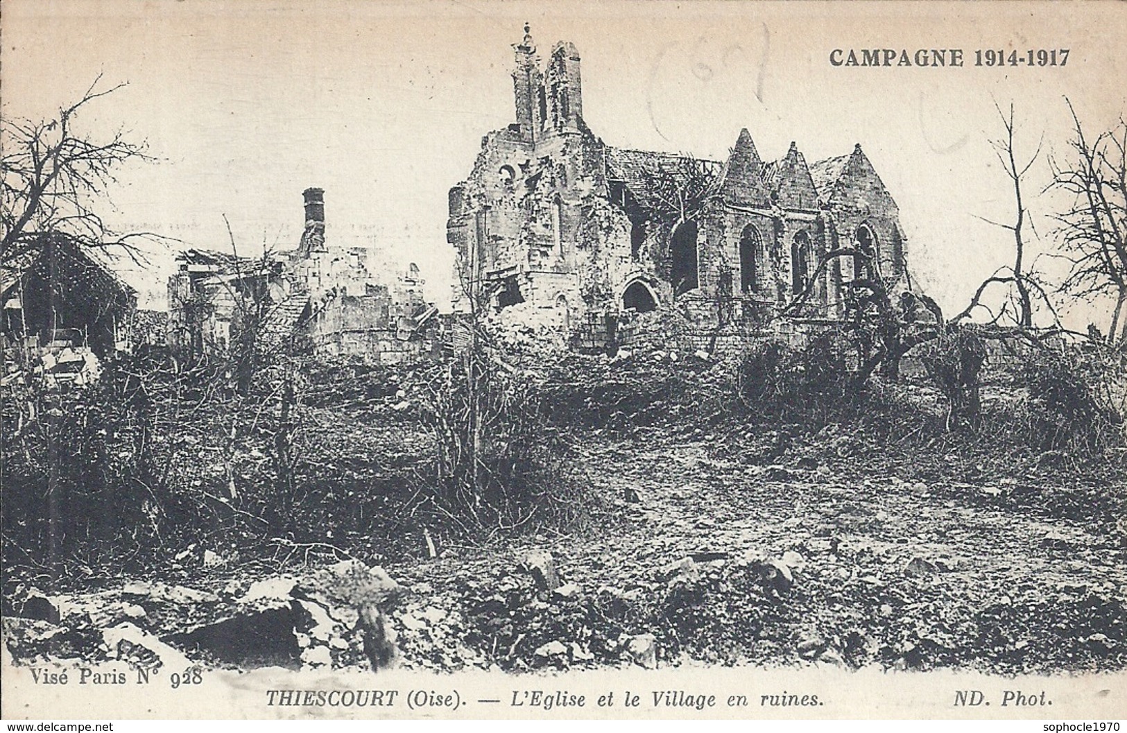 OISE - 60 - THIESCOURT Près De THOUROTTE - 750 Hab - Eglise En Ruines - Guerre 14 - Thourotte