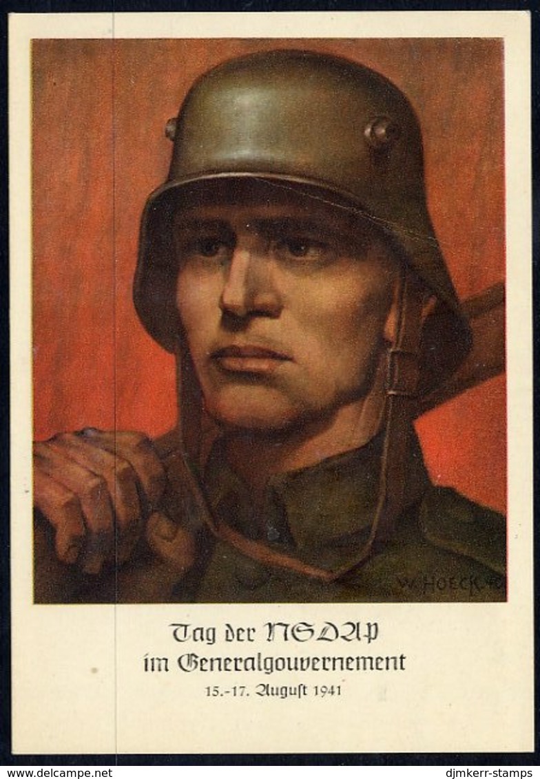 GENERAL GOVERNMENT 1941 First Anniversary Postmark On Commemorative Postcard. - Generalregierung