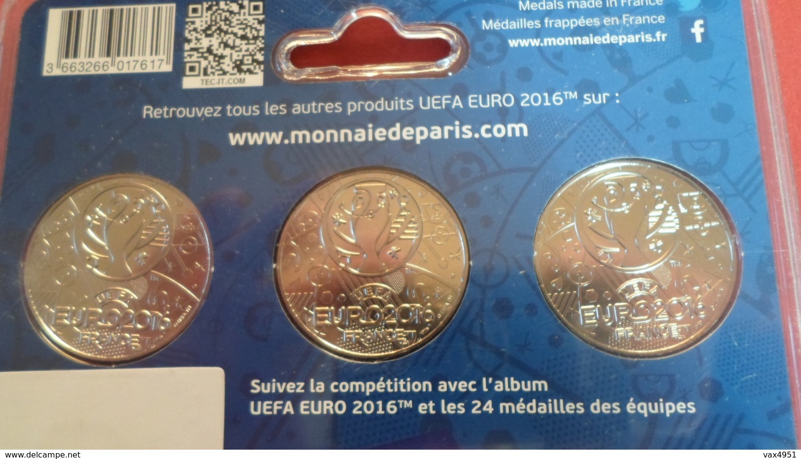 BLISTER 3 MEDAILLES OFFICIELLES UEFA EURO 2016  PAR MONNAIE DE PARIS   ****   RARE   A  SAISIR ***** - Autres & Non Classés