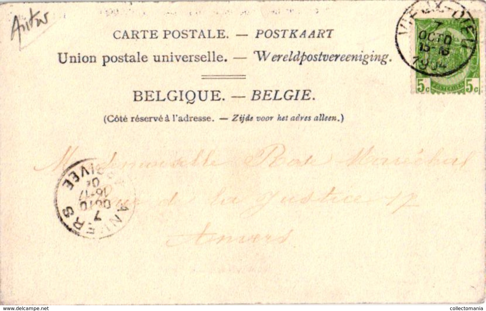 1 Oude Postkaart  MORTSEL   Oude God  Gemeente Plaats    Uitg. Hermans N°53 1904 - Mortsel