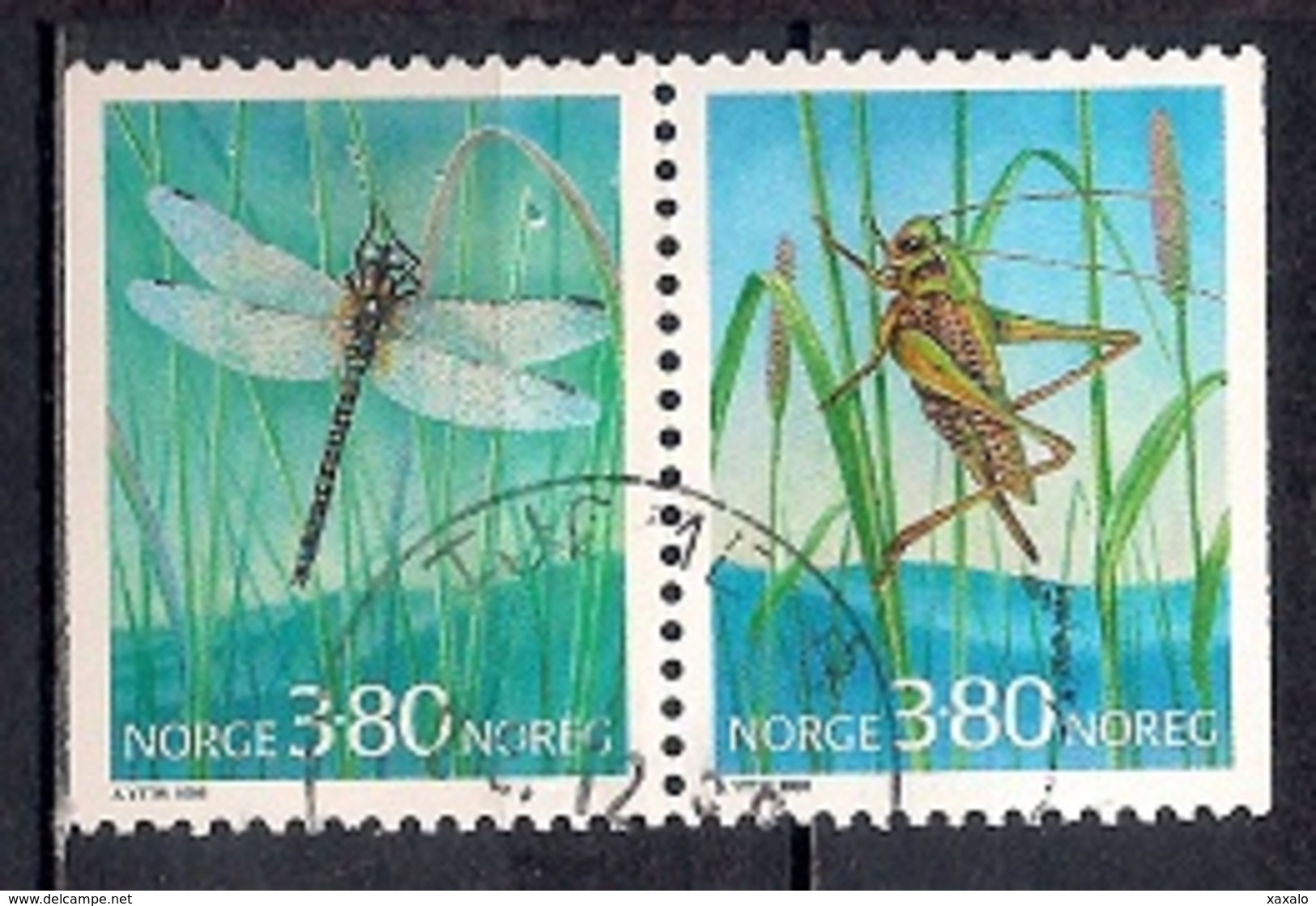 Norway 1998 - Insects - Dragonfly And Grasshopper - Used Stamps