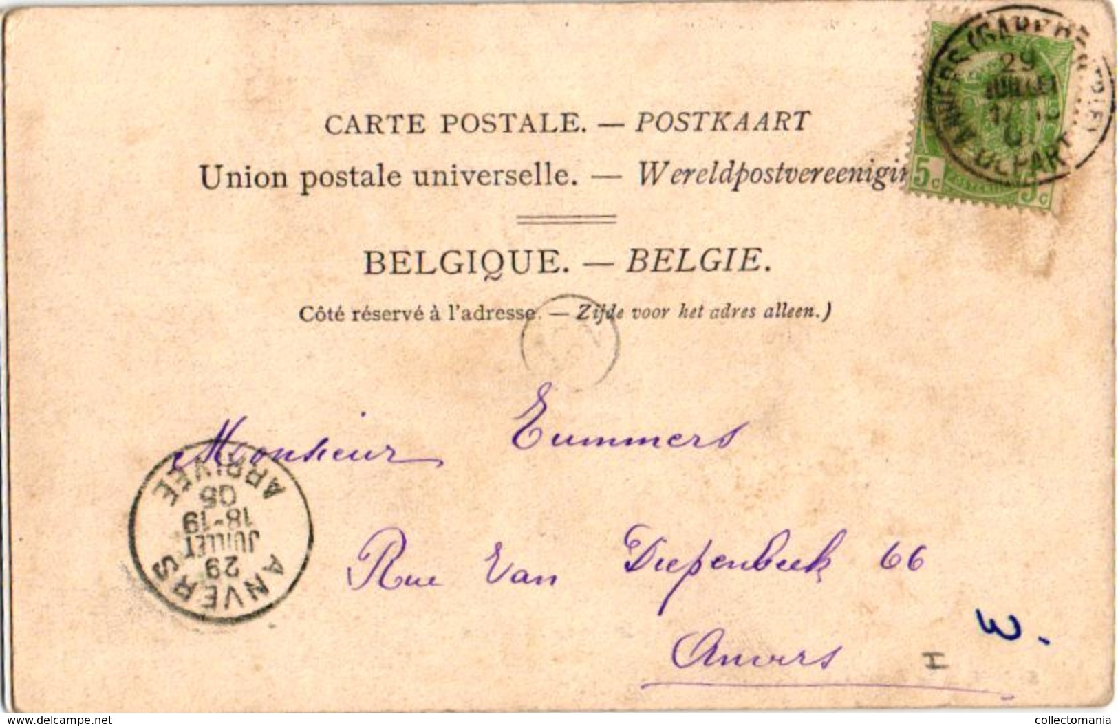 1 Oude Postkaar MORTSEL Oude God Zicht  Op De Statie Uitgever Hermans 1905 Met Personeel Station En Trein In Uniform - Mortsel