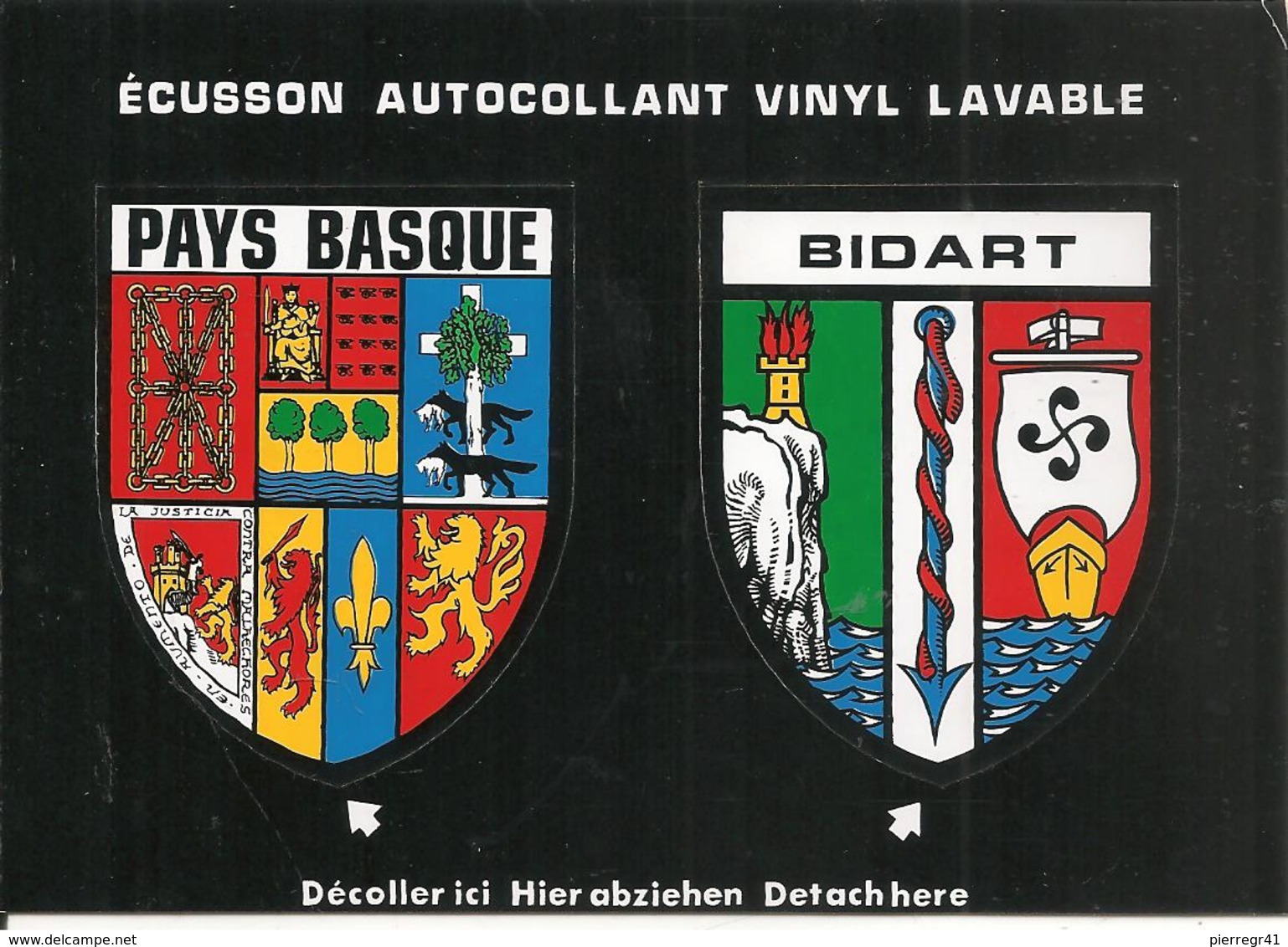 CARTE -AUTOCOLLANT-ECUSSON ADHESIF-VINYL-Edit Cap-64-PAYS BASQUE-BIDART-TBE - Autocollants