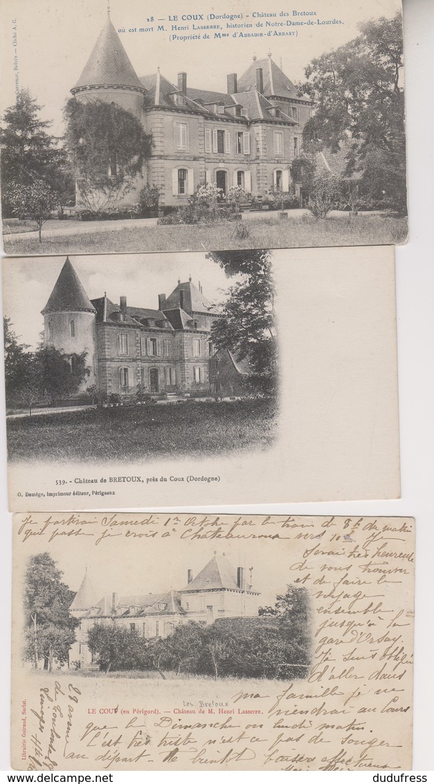 LE COUX    CHATEAU DE BRETOUX      LOT 3 CPA - Altri & Non Classificati