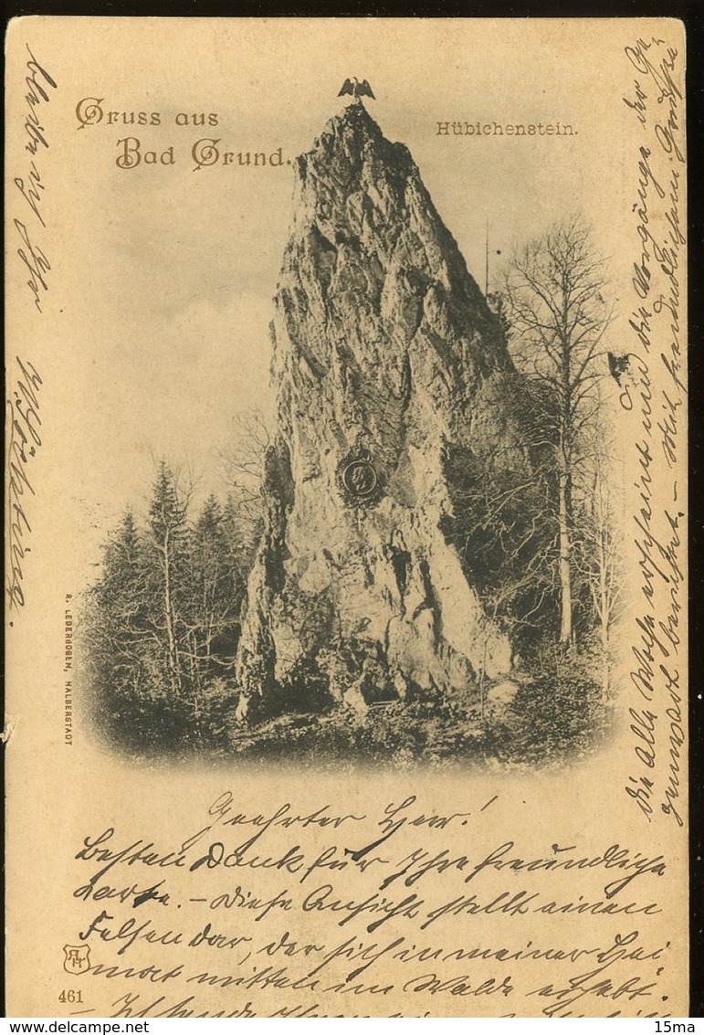 Gruss Aus Bad Grund Hubichenstein Lederbogen 1899 - Bad Grund