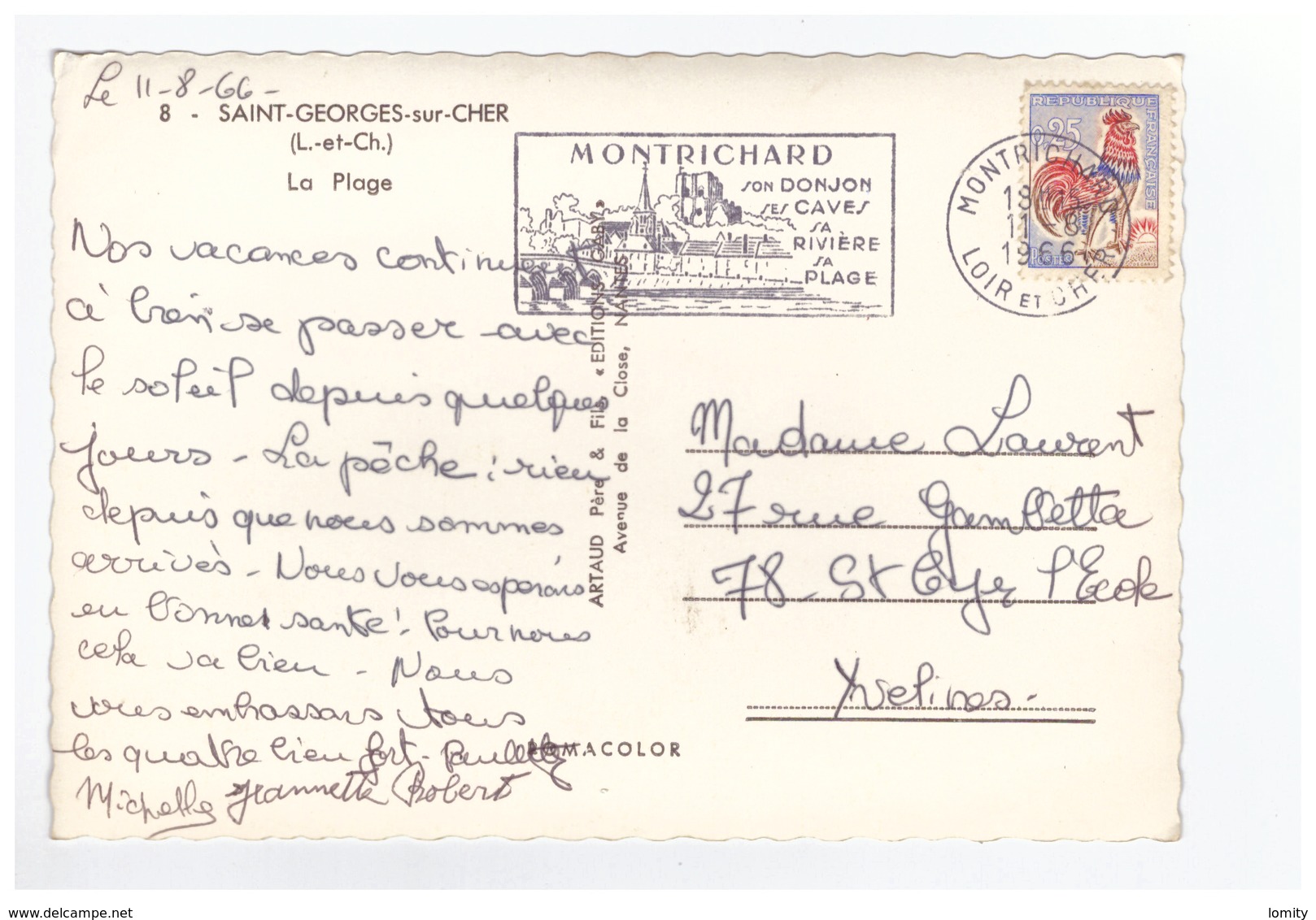 41 St Saint Georges Du Cher La Plage CPSM GF Cachet 1966 - Autres & Non Classés