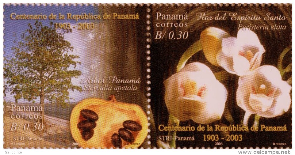 PANAMA TREE FLOWERS HORIZ PAIR Sc 923a-b MNH 2003 - Bäume
