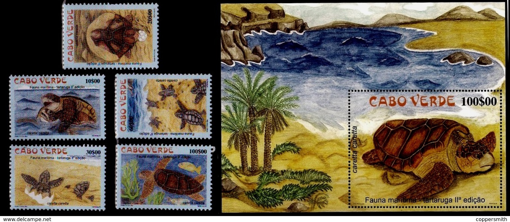 (060-61) Cape Verde / Cabo Verde  Tortoises / Tortues / Turtles / Schildkröten / 2002 ** / Mnh  Michel 809-13 + BL 35 - Cape Verde