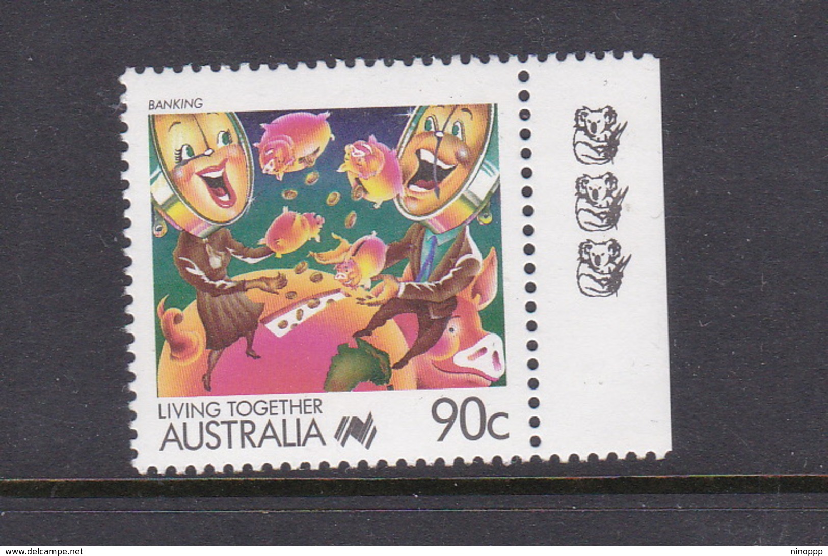 Australia ASC 1144b 1988 Living Together 90c Banking 3 Koalas,mint Never Hinged - Proofs & Reprints