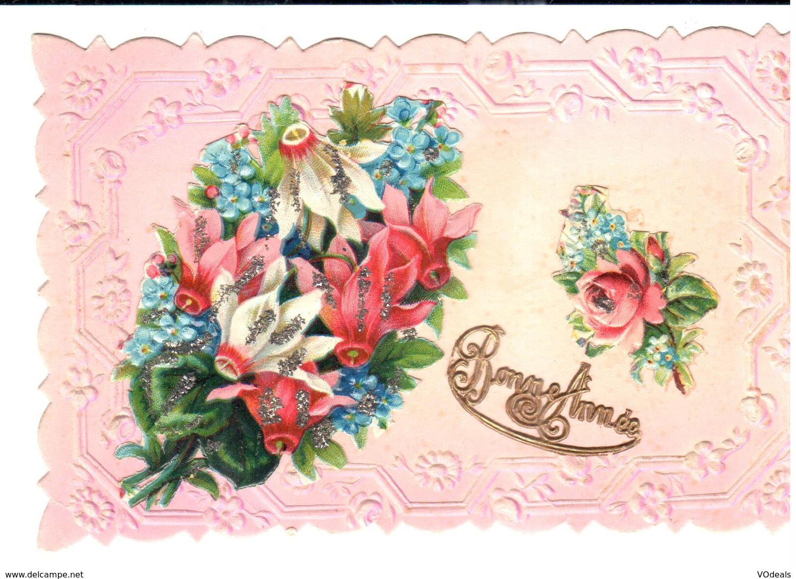 Thèmes - Fêtes - Voeux - Nouvel An - Bouquet De Fleurs - Relief - Nouvel An