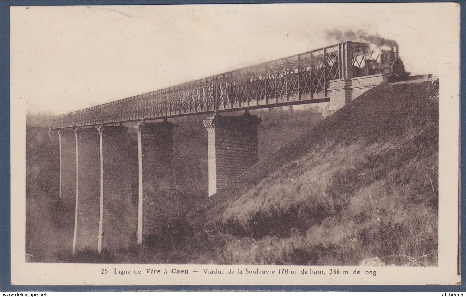 = Viaduc De La Souleuvre Avec Train De La Ligne De Vire à Caen Timbres 2x 412 Type Mercure 25.01.43 - Ouvrages D'Art